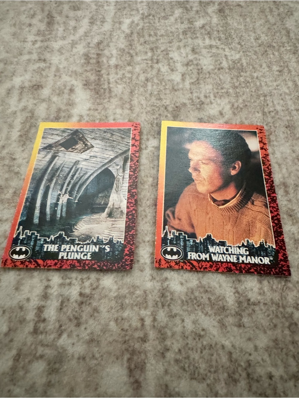 Batman-Themed Kids Trading Card Pair - Red and Yellow Borders